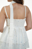 Inaya White Printed Double Peplum Top with Scarf