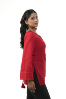 Afreen Red Bell Sleeves Short Kurta