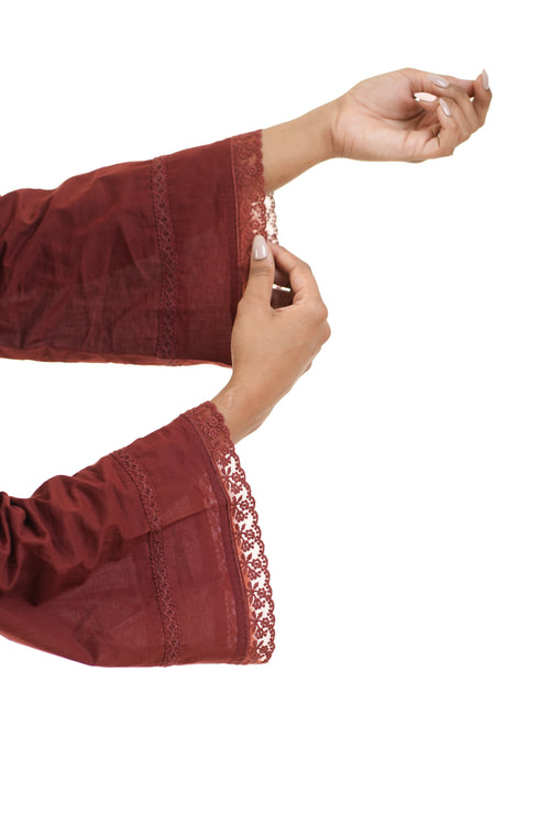 Surmai Brown Bell Sleeves Short Kurta