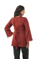 Surmai Brown Bell Sleeves Short Kurta
