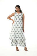 Dhara White Printed A-line Kurta Set