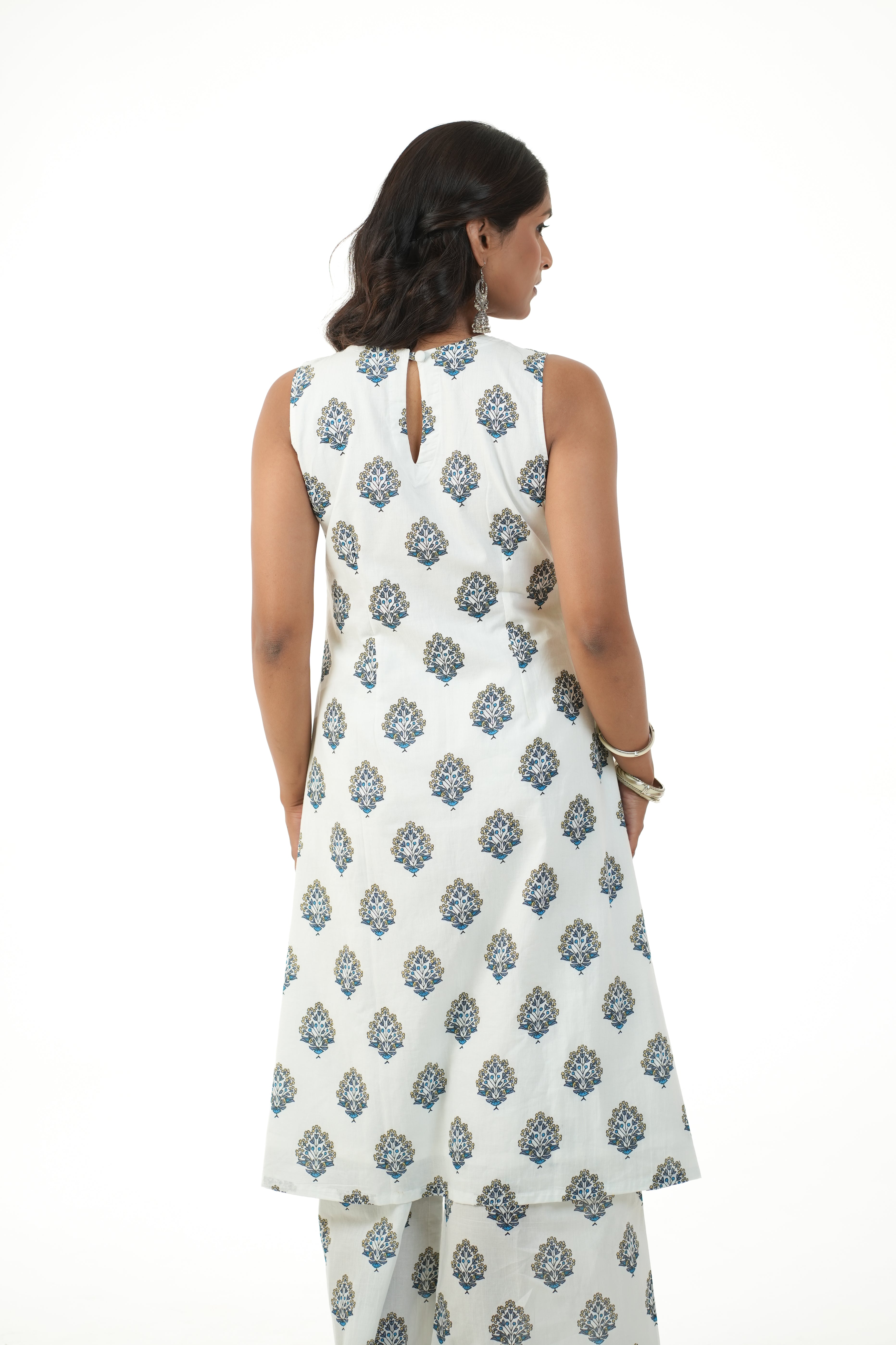 Dhara White Printed A-line Kurta Set