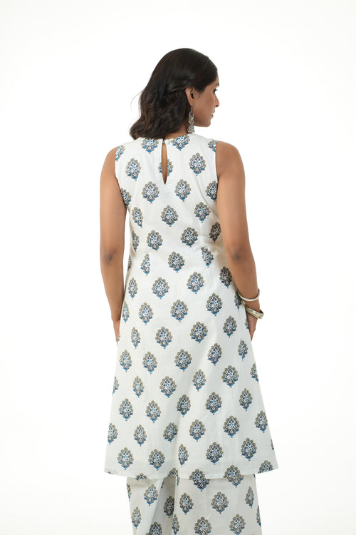 Dhara White Printed A-line Kurta Set