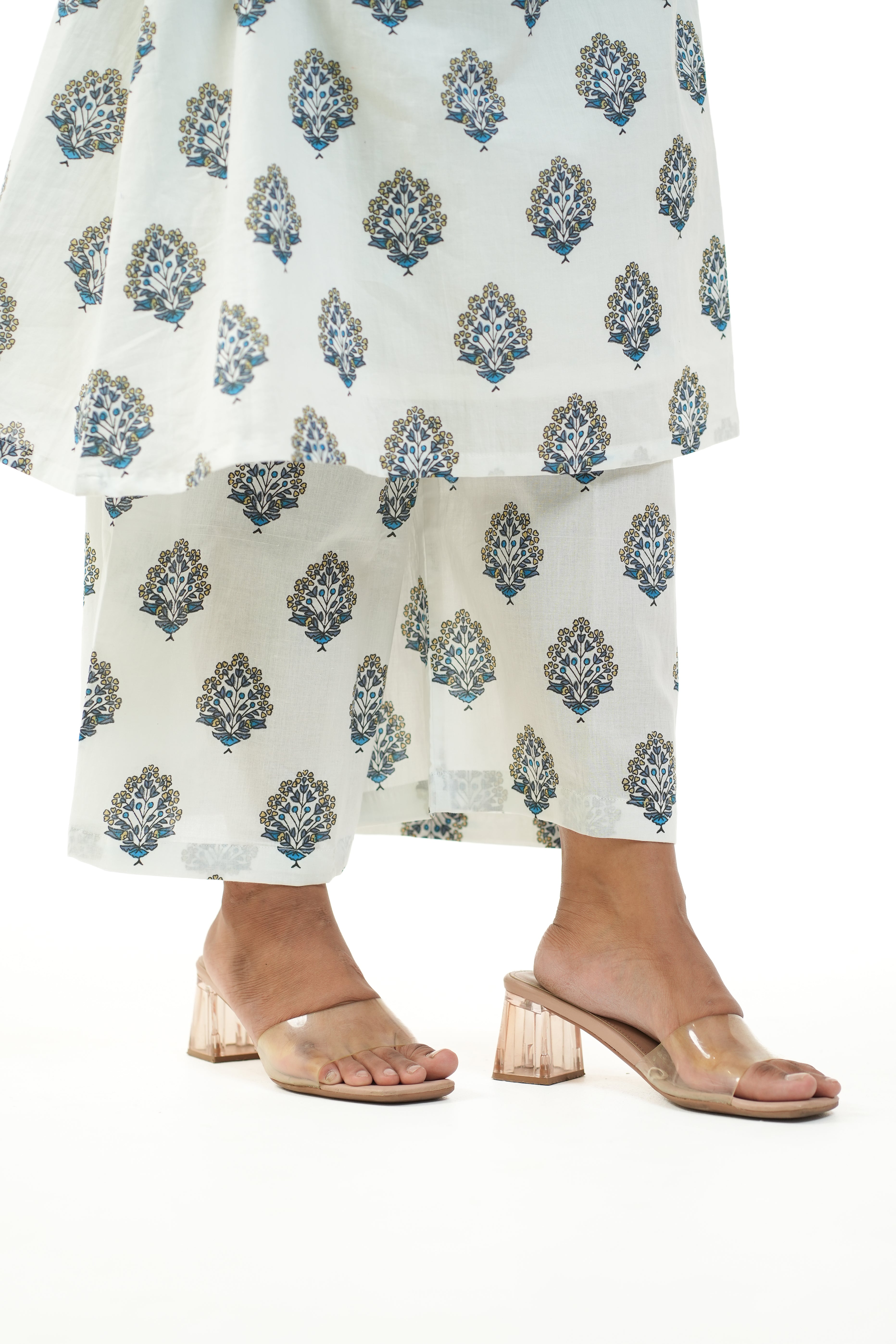 Dhara White Printed A-line Kurta Set