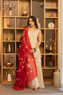 Noor Ivory Kurta Pallazo Set with Dupatta