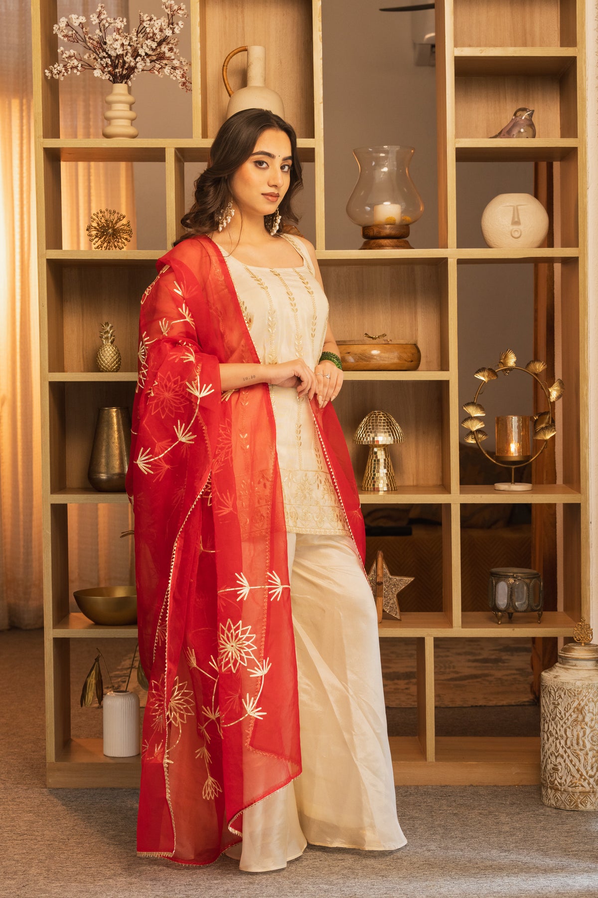 Noor Ivory Kurta Pallazo Set with Dupatta