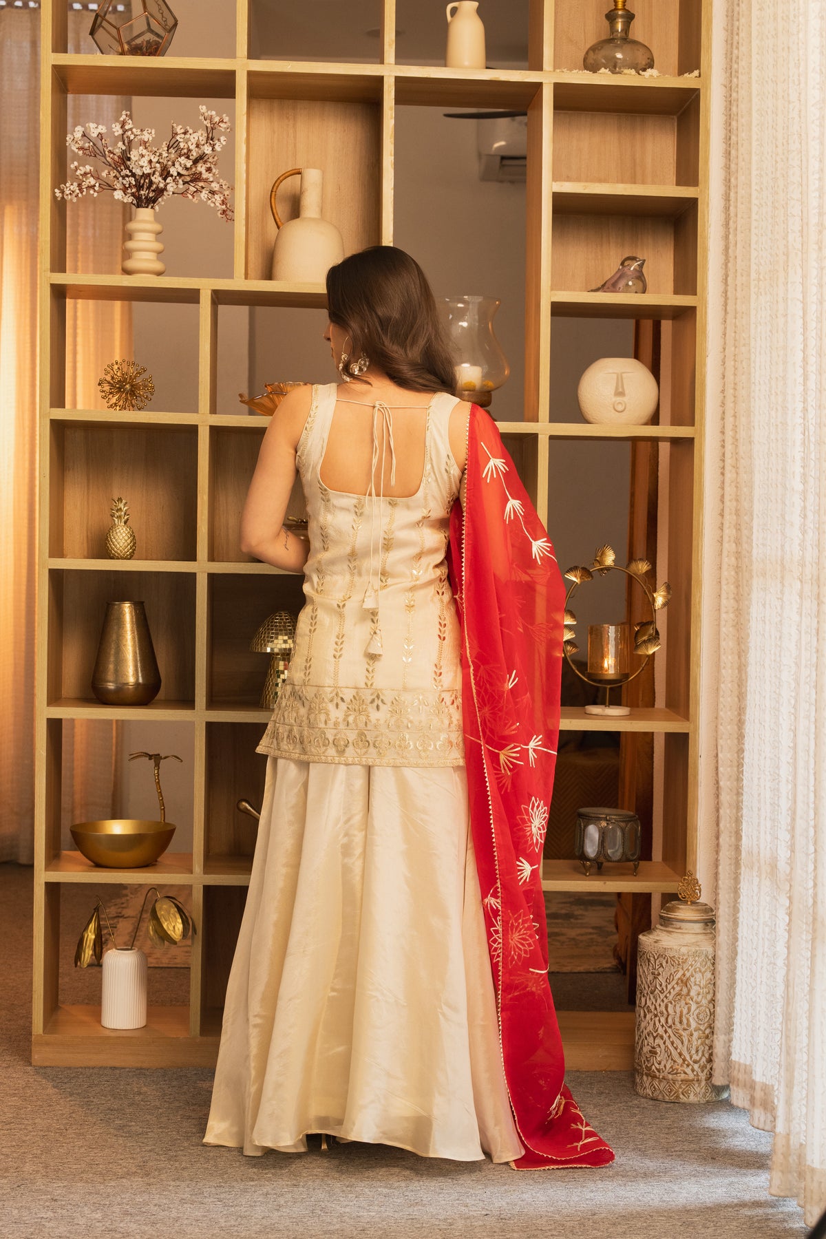 Noor Ivory Kurta Pallazo Set with Dupatta