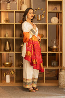 Sunheri Ivory Lace Work Co-ord Set with Dupatta