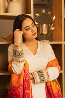 Sunheri Ivory Lace Work Co-ord Set with Dupatta