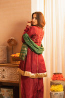 Mastaani Wine Short Anarkali Farshi Salwaar Set with Dupatta