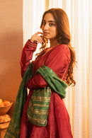 Mastaani Wine Short Anarkali Farshi Salwaar Set with Dupatta