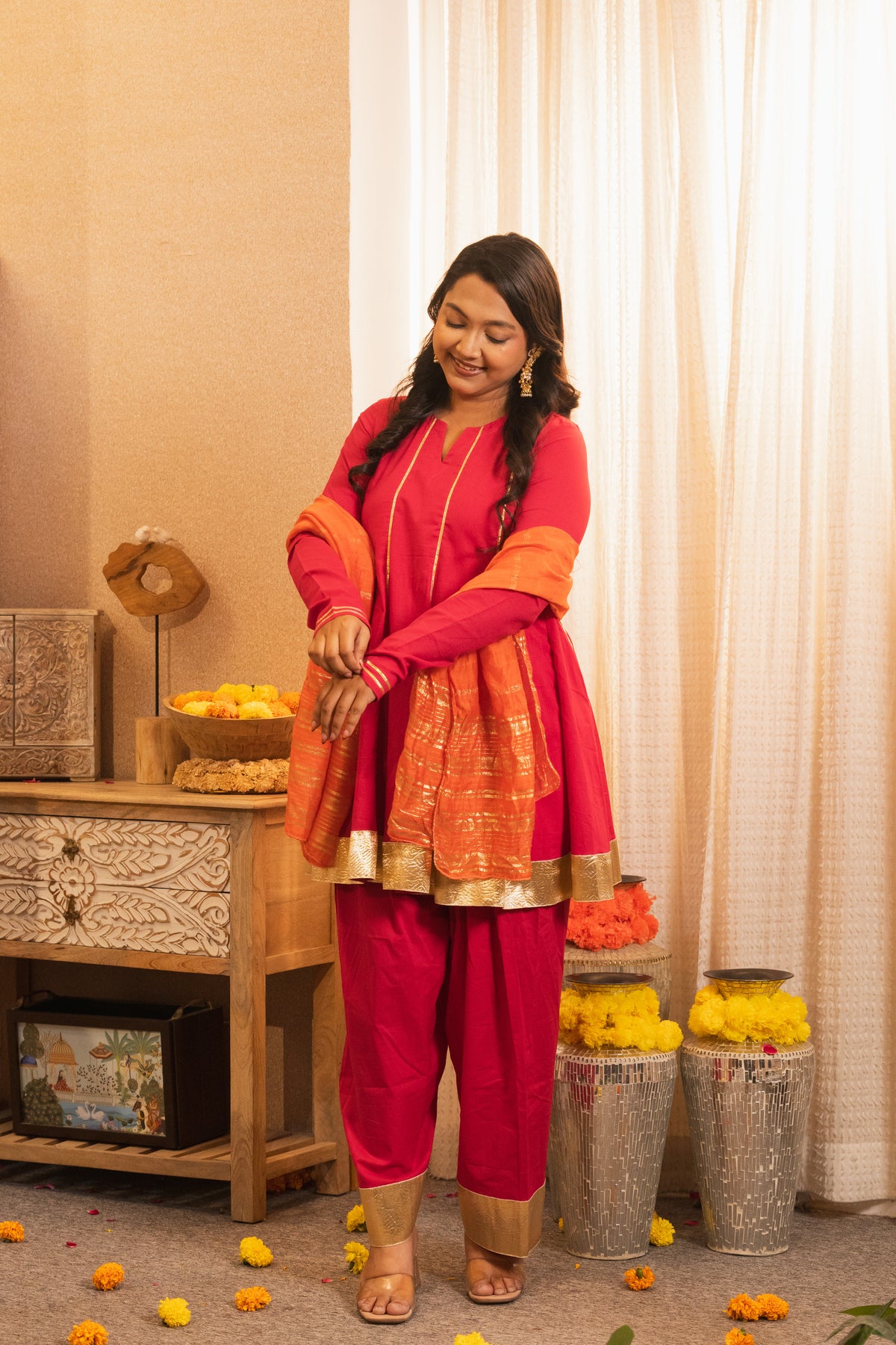 Kashish Rani Pink Short Anarkali Farshi Salwaar Set with Dupatta