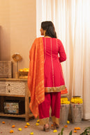 Kashish Rani Pink Short Anarkali Farshi Salwaar Set with Dupatta