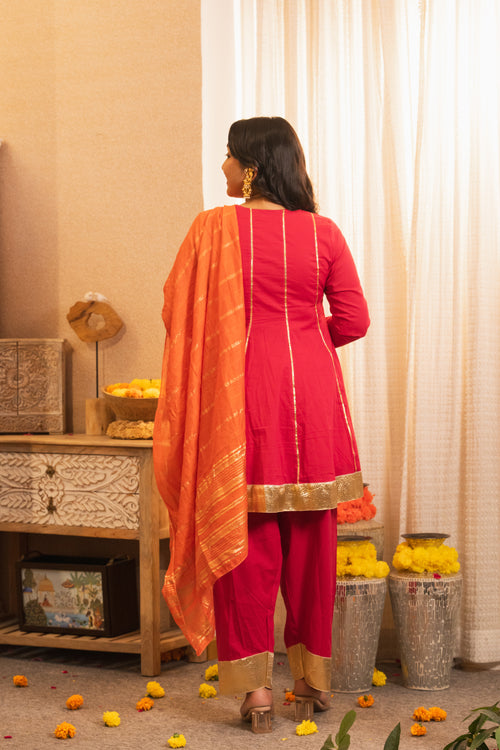 Kashish Rani Pink Short Anarkali Farshi Salwaar Set with Dupatta