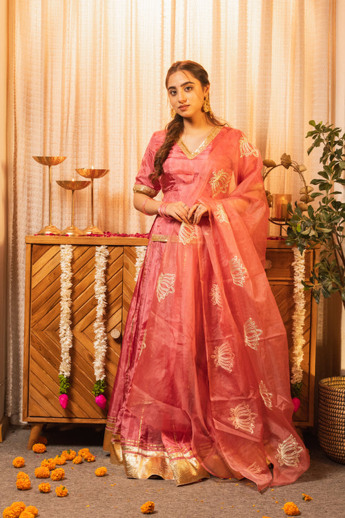 Padma Gajri Pink Poshak Style Lehenga Choli with Dupatta