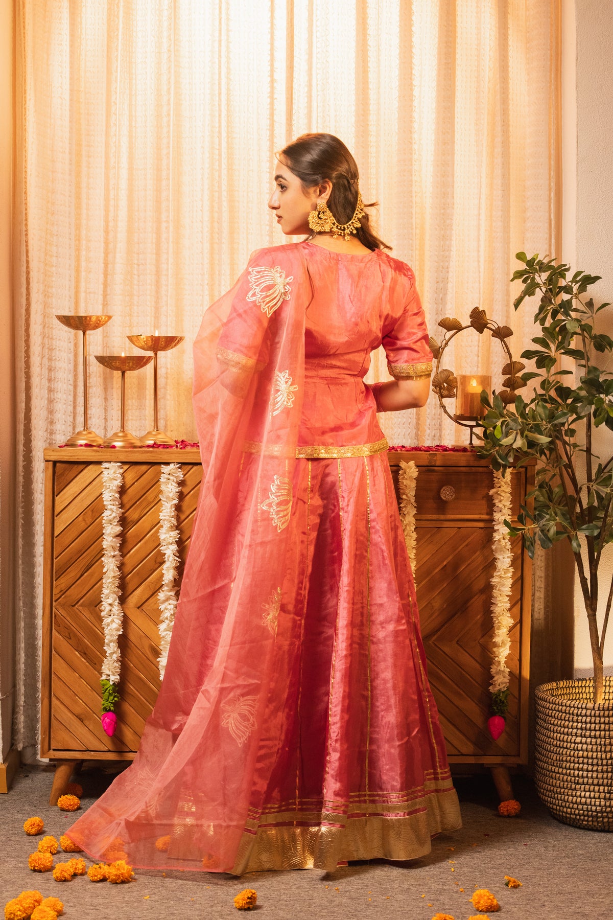 Padma Gajri Pink Poshak Style Lehenga Choli with Dupatta