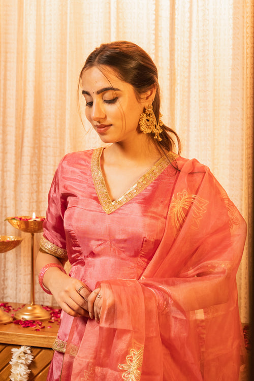 Padma Gajri Pink Poshak Style Lehenga Choli with Dupatta