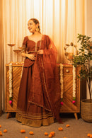 Ladoo Saa Brown Poshak Style Lehenga Choli with Dupatta