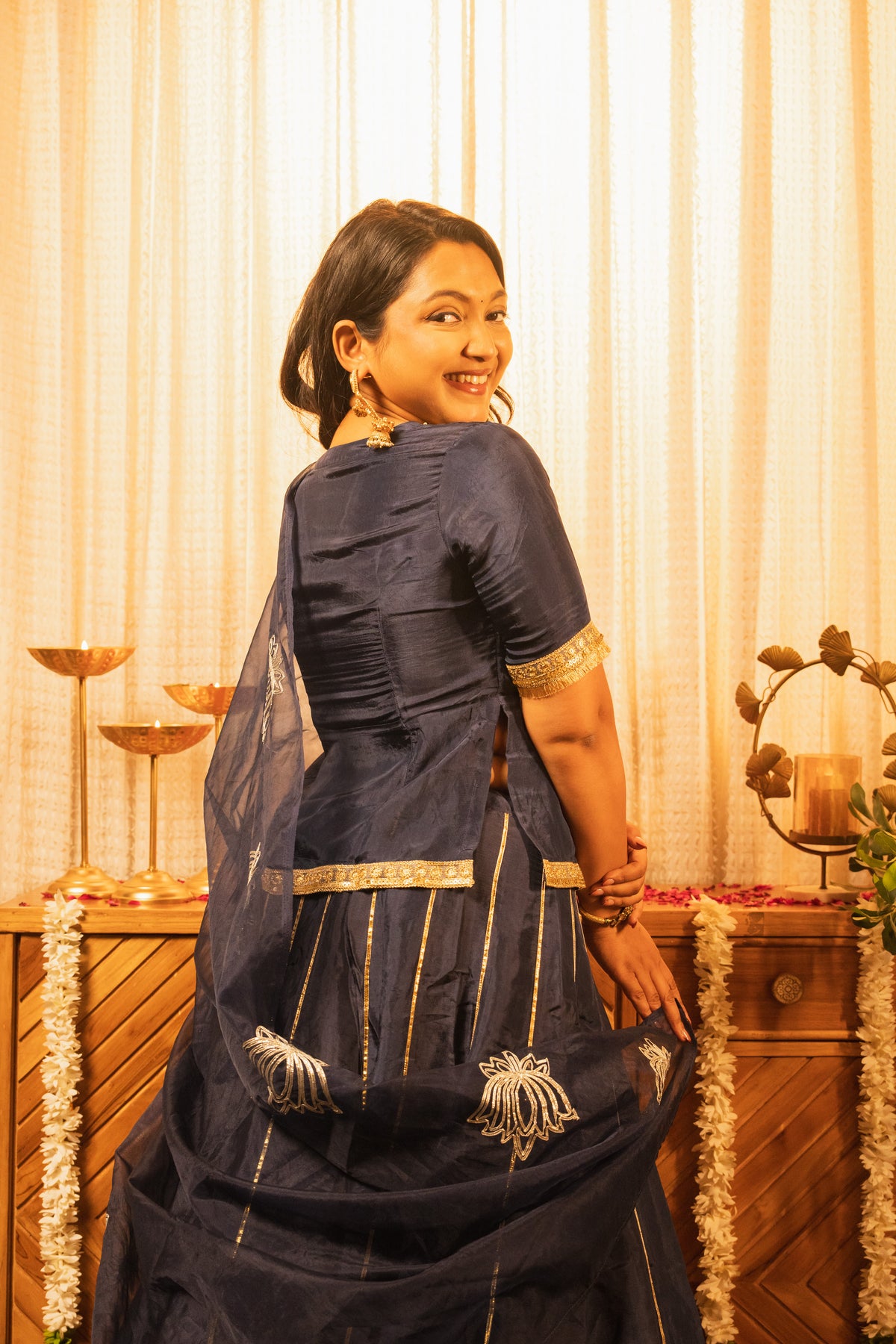 Maaher Indigo Blue Poshak Style Lehenga Choli with Dupatta