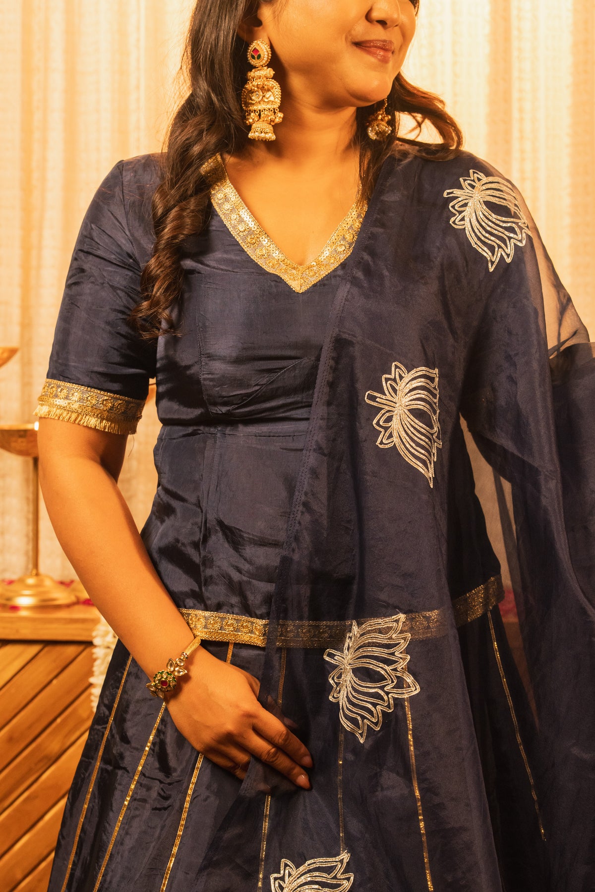 Maaher Indigo Blue Poshak Style Lehenga Choli with Dupatta