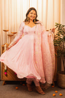 Hoor Baby Pink Anarkali Set with Ghungroo Sleeves