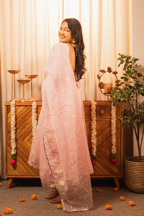 Hoor Baby Pink Anarkali Set with Ghungroo Sleeves