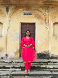 Gulabi Jharokha Bell Sleeves Straight Kurta Set